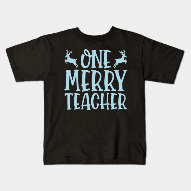 One Merry Teacher Kids T-Shirt by colorsplash